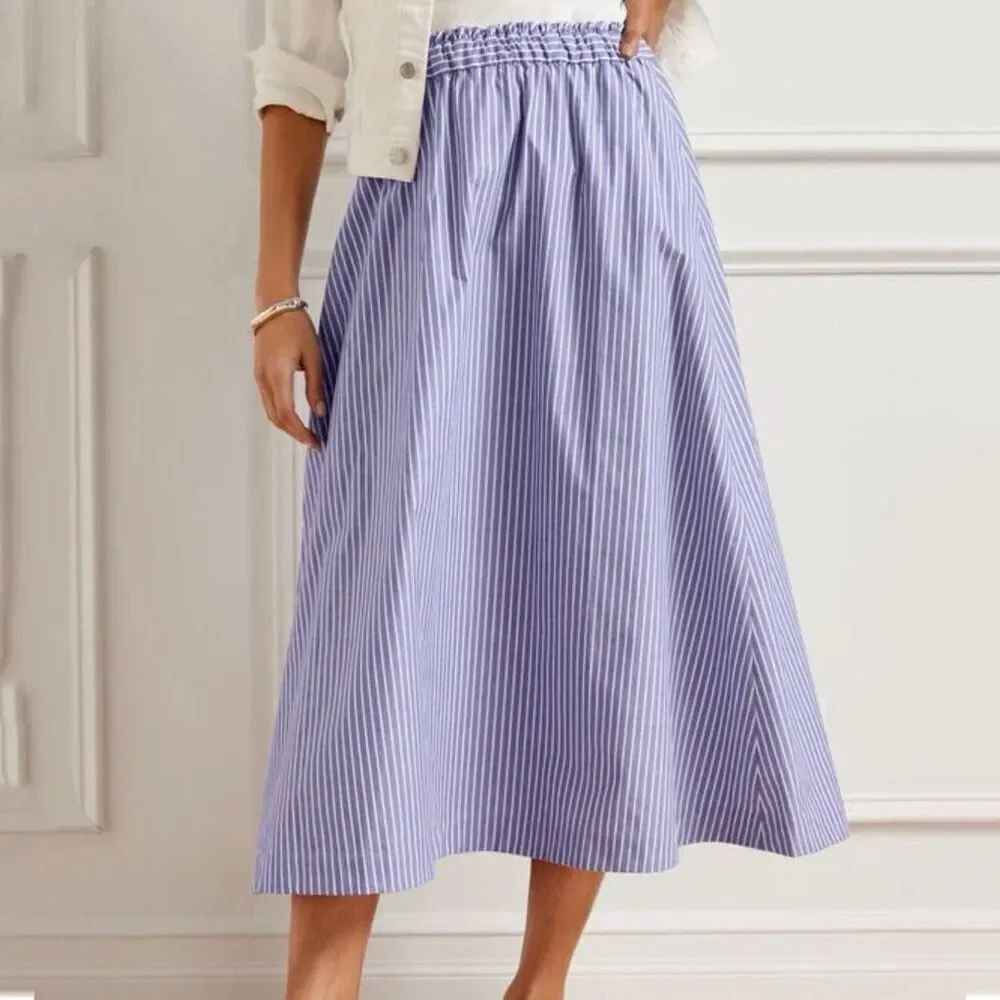 Talbots Women's XL Cotton Skirt Blue White Stripe